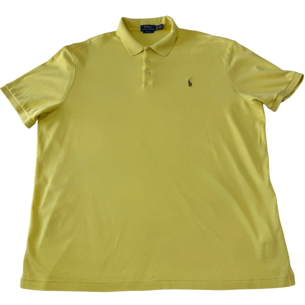 Polo Ralph Lauren Mens XXL Yellow‎ Classic Fit Short Sleeve Pony Logo Polo Shirt